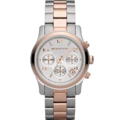 Michael Kors Ladies Runway Silver/Rose Gold Chronograph Watch - MK5315